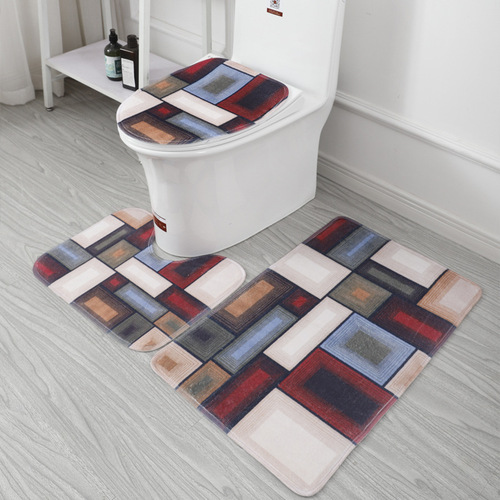 Factory Direct Sale Underwater World 3D Printed Toilet Mat Bathroom Mat Set of 3 Waterproof Bath Mat