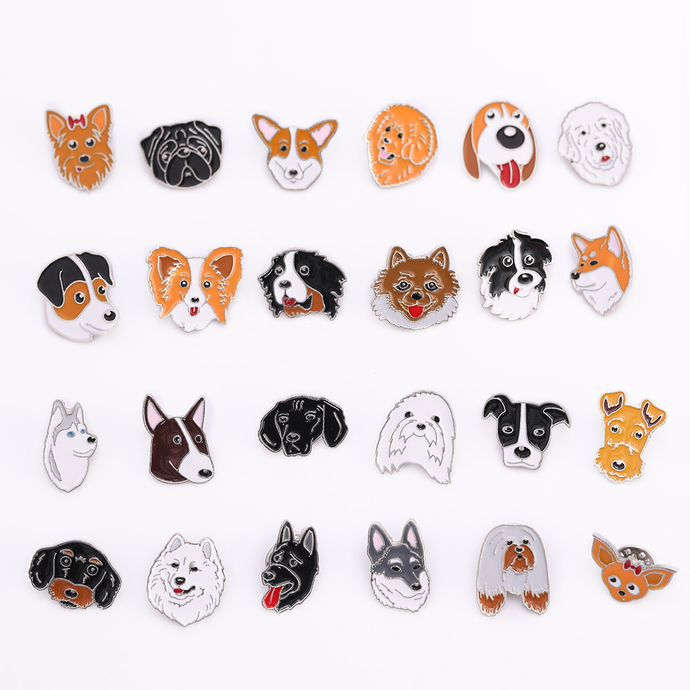 8g Weight Cute Pin Animal Dog Alloy Zinc Enamel Unisex Corsage Brooches