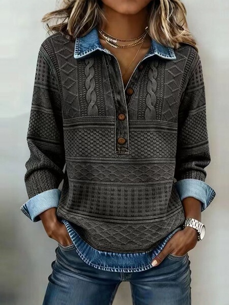 Knitted demi-season denim shirt