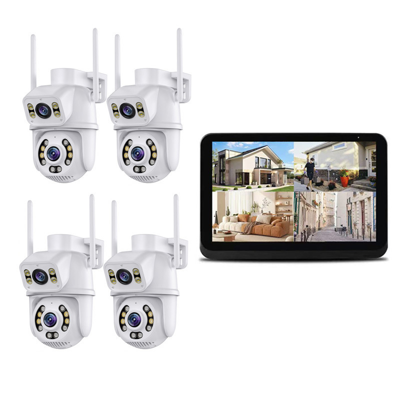 wifi套装监控摄像头 ICSEE超级看看4路带屏幕wifi套装监控摄像头