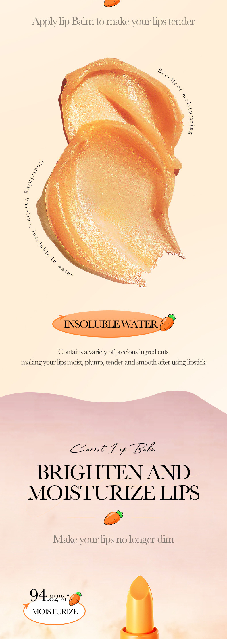 SADOER All Carrot Nourishing Moisturizing Anti cracking Autumn and Winter lipstick_voghion.com