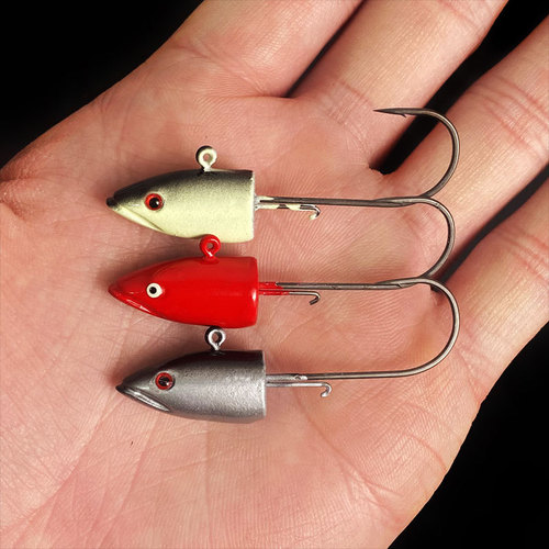 Wholesale fish type lead head hook 14g color lure soft fish lead head hook luminous fish head hook barbed fish hook