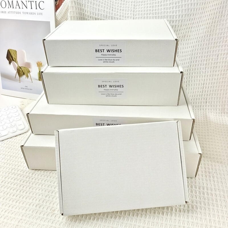 Ins-Style Double-Sided White Airplane Box, Affordable Paper Box, Rectangular Flat Box, High-End Card Packaging, Express Delivery Box, Wholesale Price