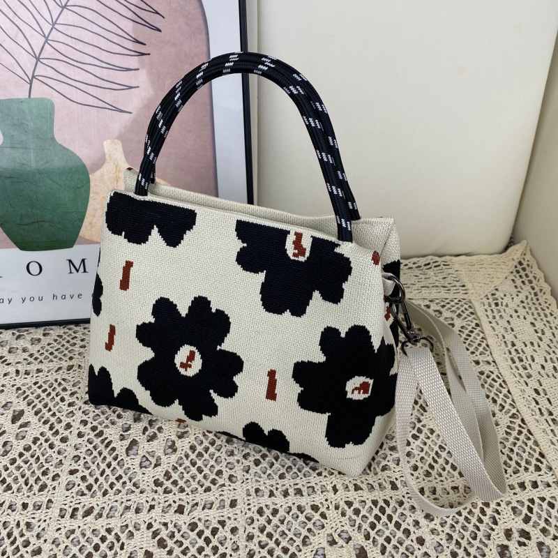 Korean Style Cute Work Commuting Casual Portable Large-Capacity Zipper Handbag Knitted Bag Cross-Body Tote Handbag Korean Style Cute Work Commuting Casual Portable Large-Capacity Zipper Handbag Knitted Bag Cross-Body Tote Handbag