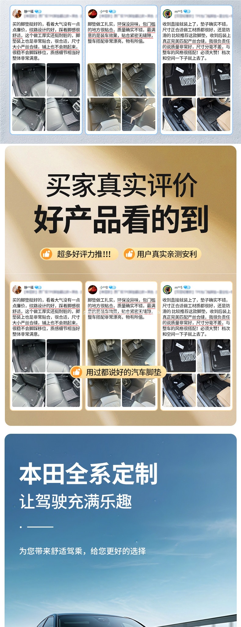 Suitable for Honda Accord, CRV, Civic, HaoYing, XRV, BinZhi, YingShiPai TPE car floor mats, full coverage
