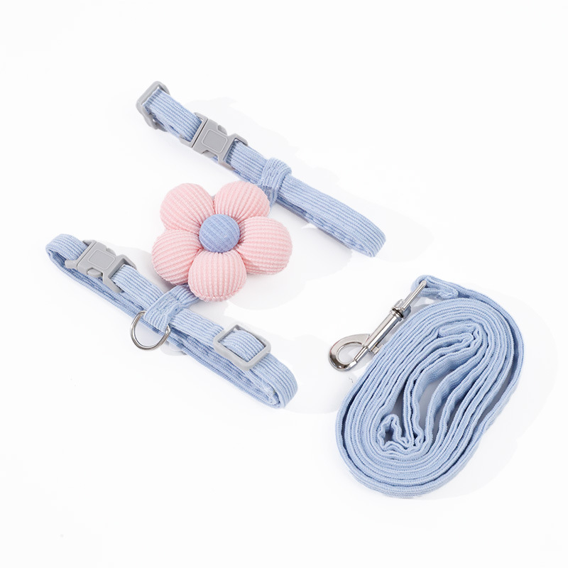 Cuerda de tracción para gatos de flores pequeñas, cuerda para gatos en forma de I, correa para el pecho con correa ajustable para mascotas