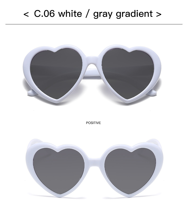 50g Weight Full Frame Glasses Structure Sunglasses Classification Ac, UV400 Protection Lens Material Special-Shaped Mirror Glasses Style Casual, Travel Occasion Heart Shape Pattern Children Unisex Gender Cute, Sweet Style Grey, White Color Cute Sweet Heart Shape Ac UV400 Protection Special-Shaped Mirror Full Frame Kids Sunglasses 20