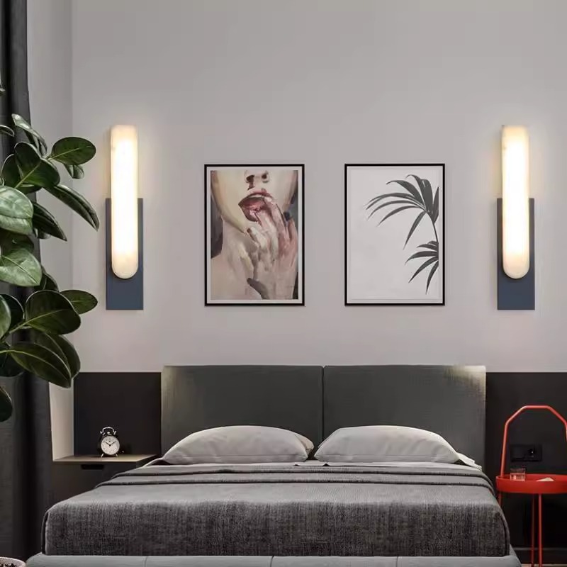 Luz de pared de piedra nublada transfronteriza nórdica simple fondo de sala de estar dormitorio escalera pasillo balcón lámpara de pared lujosa luz de cabecera