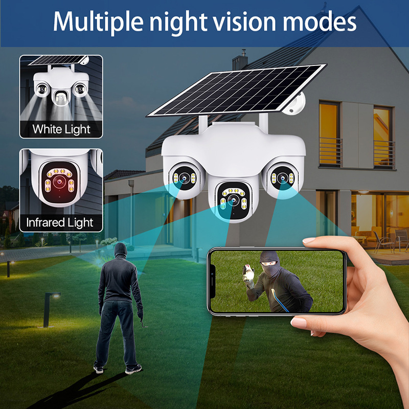 Cámara de Vigilancia IP Solar con Batería V380pro AOV 4G de ABS Rotación 355° para Interior y Exterior image 3