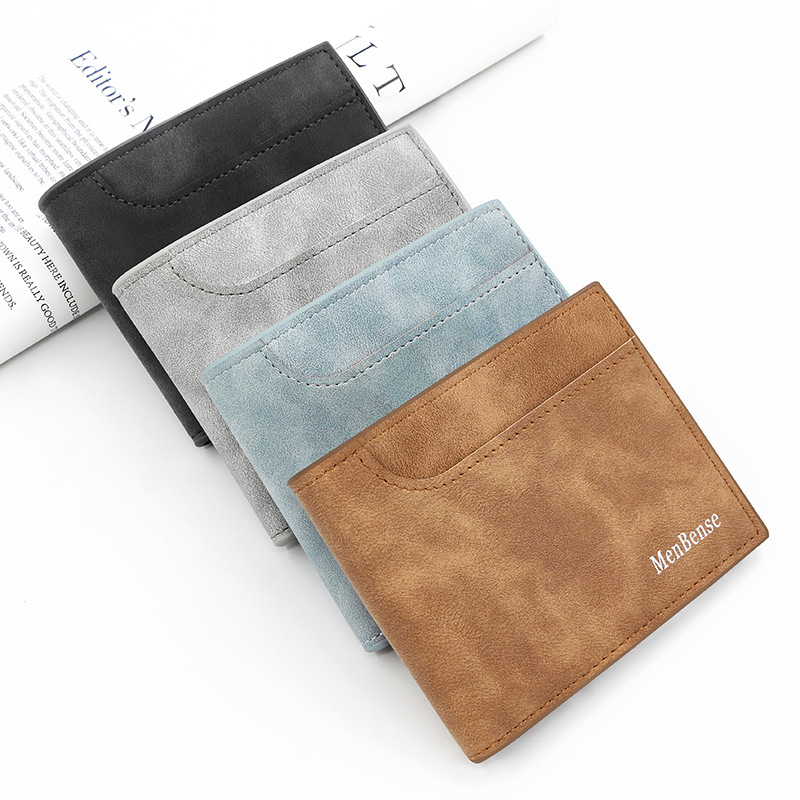 Estilo coreano esmerilado de los hombres billetera corta de moda de bolsillo de la Moneda de Gran capacidad Multi-tarjeta de IDENTIFICACIÓN bolsa de Carta DE LOS Hombres billetera