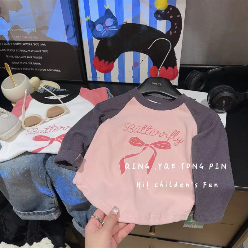 儿童秋款长袖T恤童装 女童圆领休闲上衣 宝宝可爱卡通印花打底衫|undefined