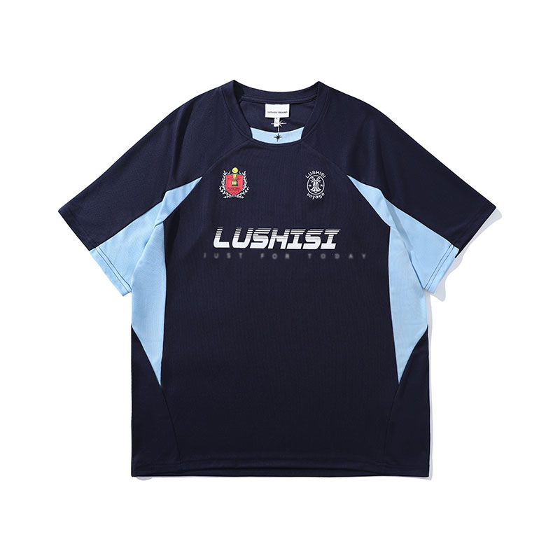 运动短袖男款撞色插肩网眼速干透气排汗足球网球羽毛球健身篮球衣