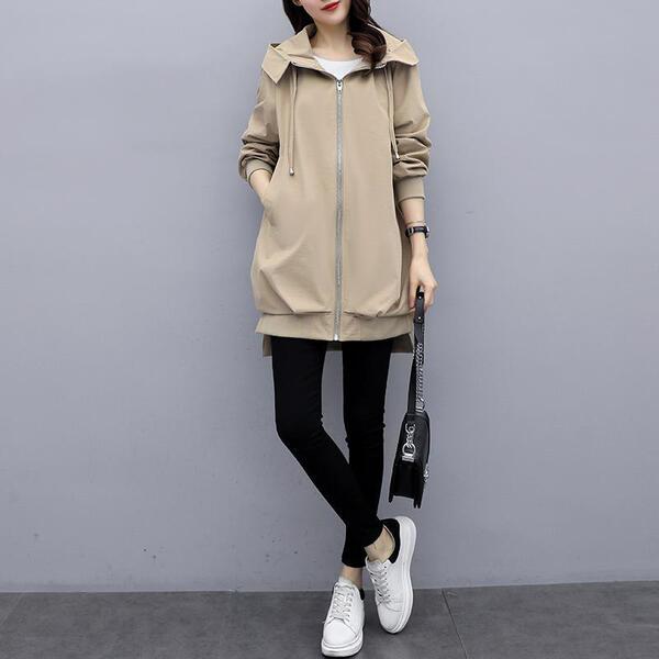 Demi-season khaki elegant trench coat