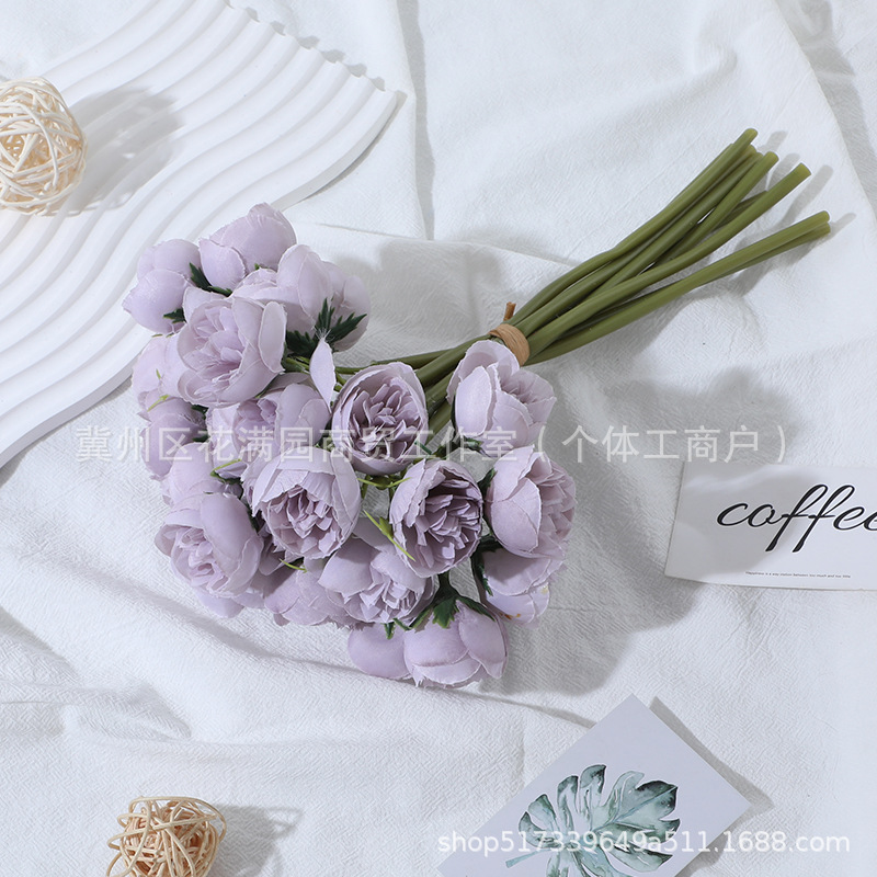 27 simulación casera con flores de té rosa flores falsas ramo de flores de alto nivel de diseño de escena realista