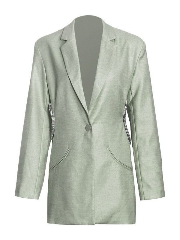 Blazer con Espalda Descubierta para Mujer de Un Botón para Oficina