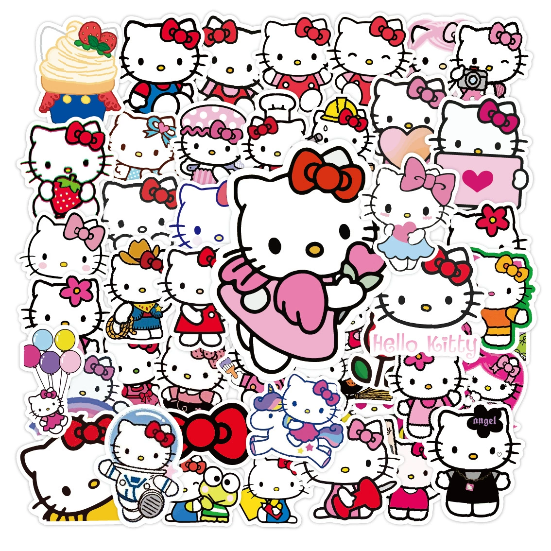 Наклейки (Hello Kitty) милые мультяшные стикеры для чемодана и ноутбука, водостойкий винил, наборы