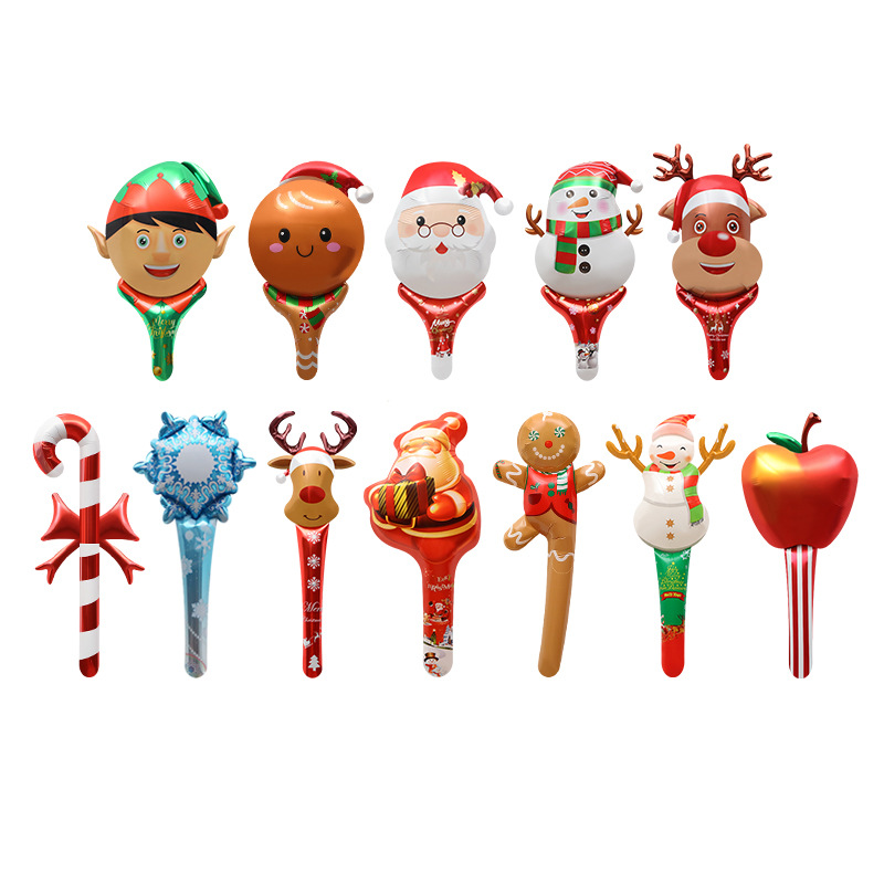 Evento de la tienda de Navidad, regalo de empuje, regalo, juguete, globo, Papá Noel, caricatura, globo de mano que golpea un palo_voghion.com