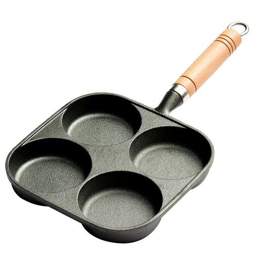 Casting iron four-hole egg hamburger mold non-stick pan flat pan egg pancake pan for gas and induction cooker