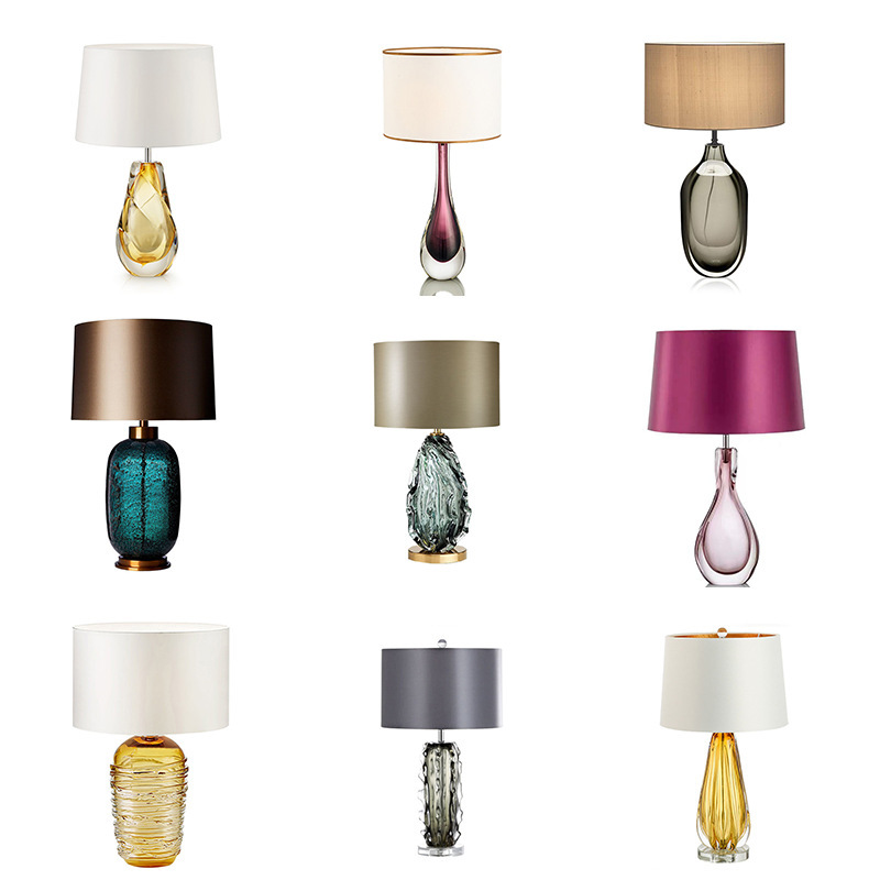 Nordic Light Luxury Glass Decorative Table Lamp Modern Simple Living Room Bedroom Bedside Hotel Club Glass Desktop Lamps