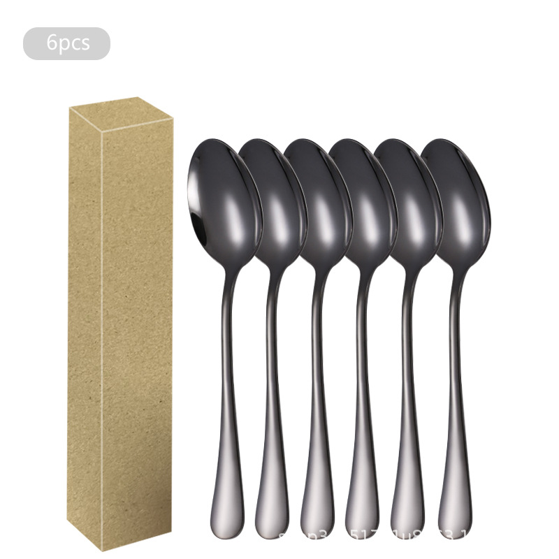 1010 Acero inoxidable 6 paquetes Cuchillo de mesa Cuchillo de carne Cuchara de comida occidental Cuchara Cuchara de postre Juego de vajilla de alta gama para hotel