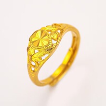 仿越南沙金爱心太阳花戒指女经典车花开口可调节戒指活口指环批发
