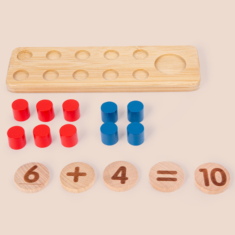 Número de matriz de diez cuadrículas de madera sentido de la iluminación ayudas didácticas adición y sustracción aritmética artefacto de matemáticas para niños juguetes Montessori