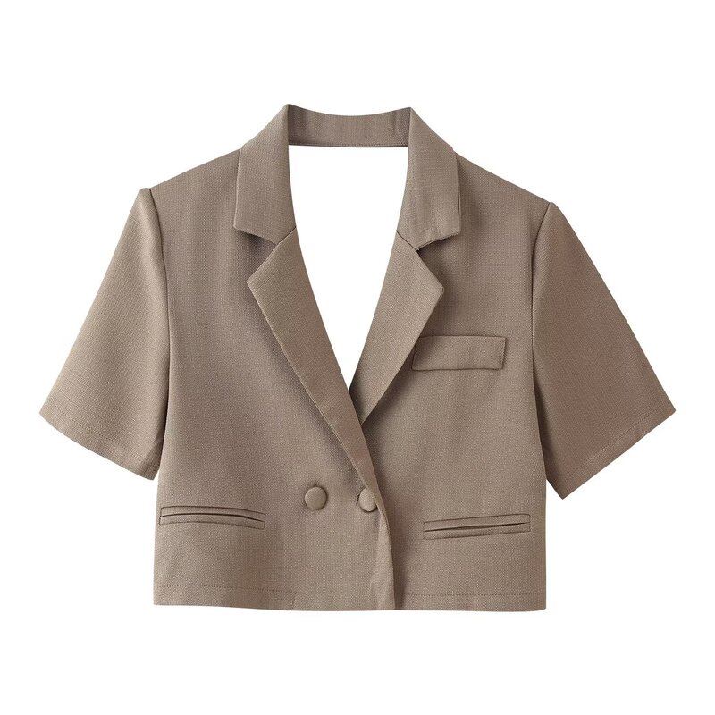 Za Cross-Border Foreign Trade Women's Clothing Hot-Selling 2026 Summer New European and American Style Fashion Short-Sleeve Hollow-Out Lapel Blazer Za Cross-Border Foreign Trade Women's Clothing Hot-Selling 2026 Summer New European and American Style Fashion Short-Sleeve Hollow-Out Lapel Blazer