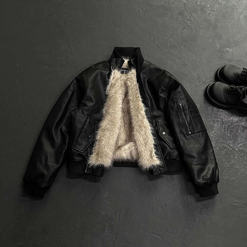 Pilot Leather Mount Tai Eagle Men's Winter New American Retro Short Parka Cotton Coat Jacket_viptrois.com