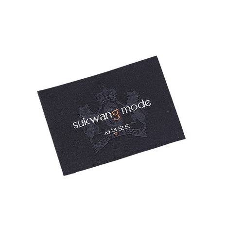 厂家供应服装辅料商标领标金线高密涤纶织标织唛黑底柔软领标批发