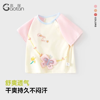 婴幼儿纯棉百搭上衣新款t男女童夏季圆领卡通上衣儿童短袖t恤批发