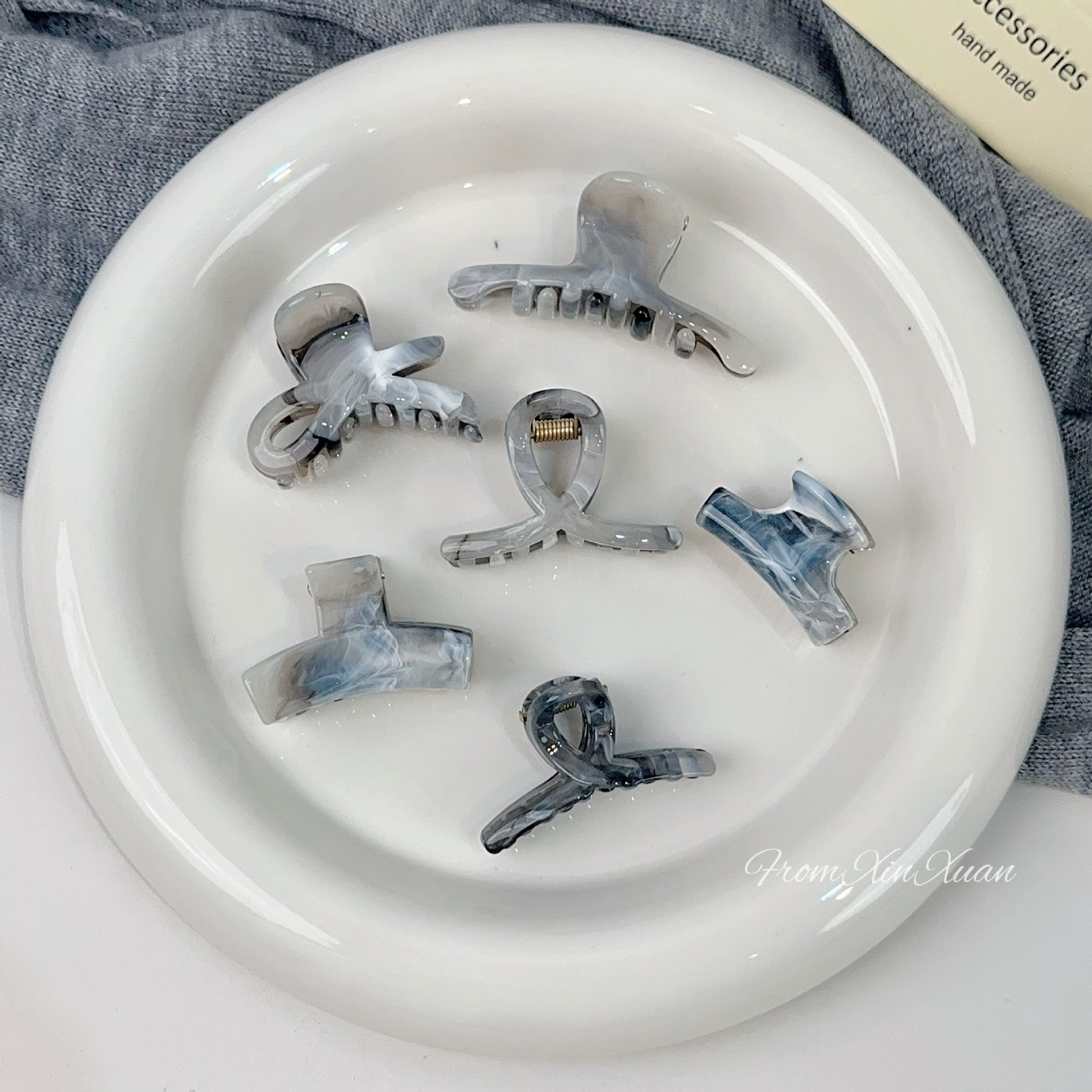 Nuovo fermaglio per capelli cinese nero grigio di piccole dimensioni, semplice, versatile, con frangia laterale, pratico accessorio per capelli_voghion.com