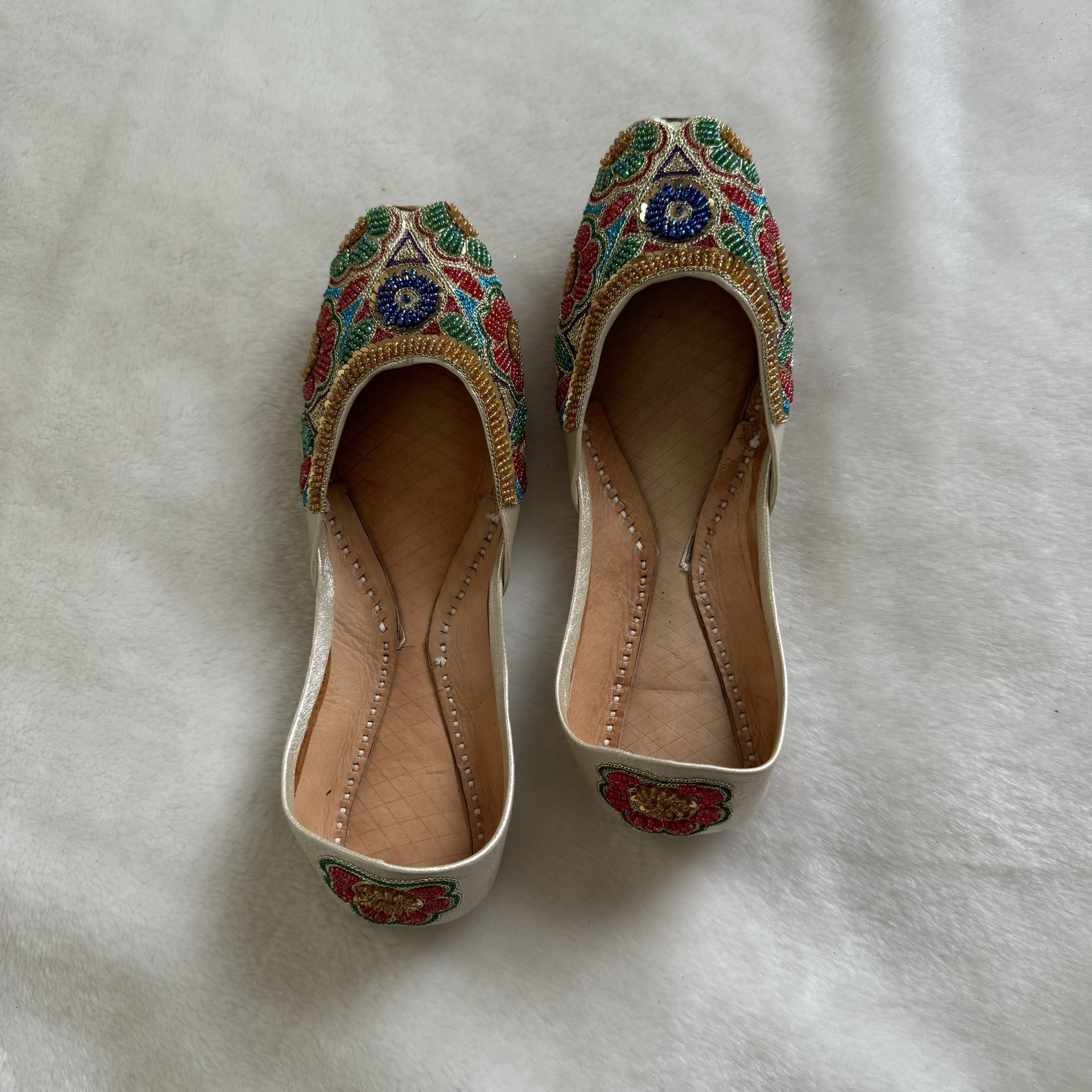 巴基斯坦手串珠绣花鞋子手工女鞋民族鞋特色印度舞蹈鞋平底鞋单鞋
