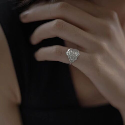 Feminine Flower Petal Fashion Niche Open Ring Tail Finger Ring Simple Internet Celebrity New Arrival Chinese Style Ring