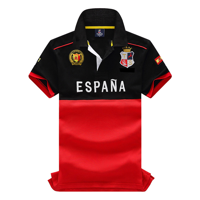 Nueva Camiseta Polo de Algodón Bordada de Moda de Verano, Estilo Deportivo Informal de Manga Corta para Viajes a España, Comercio Exterior Transfronterizo