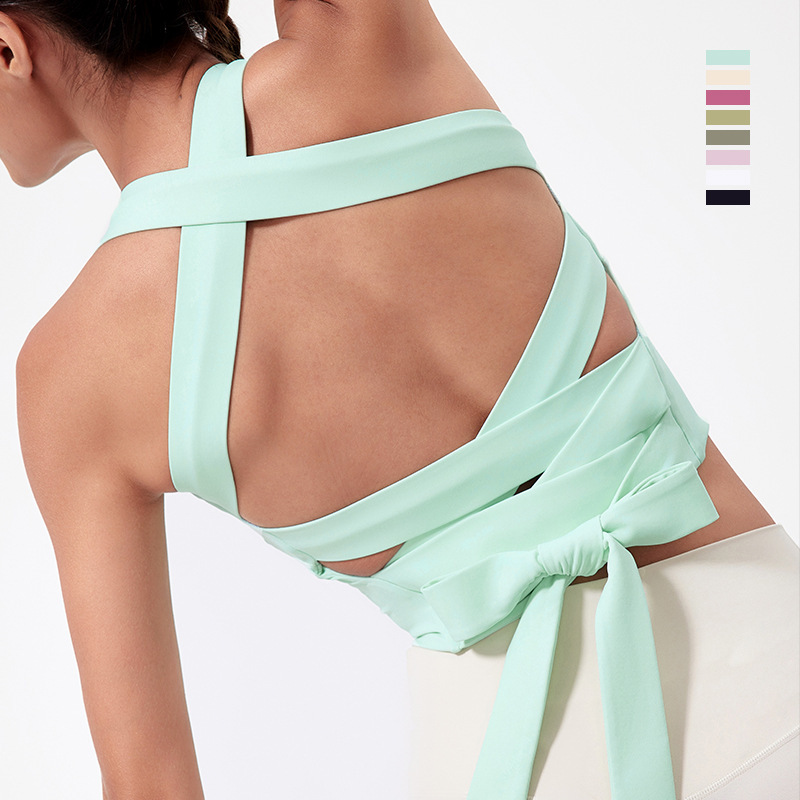 Strap Yoga Clothing Elegant Slim-fit Sports Top Shockproof Fitness Clothing High-elastic Beautiful Back Bra with Chest Pad Vest for Women