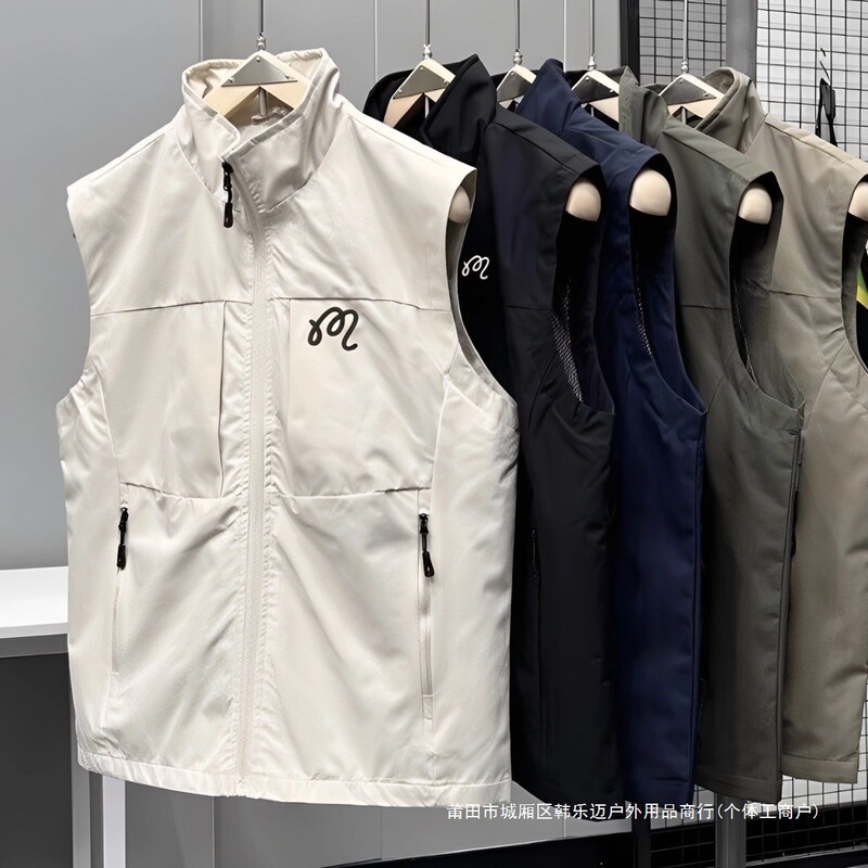 Korean Malbon Golf Apparel Outdoor Men's Stand Collar Sports Vest Casual Gilet Workwear Vest