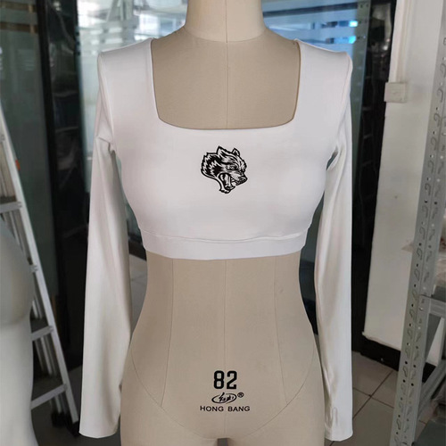 Darcsport wolf headband chest pad sports top tight-fitting navel-baring yoga long-sleeved slim fitness wear autumn