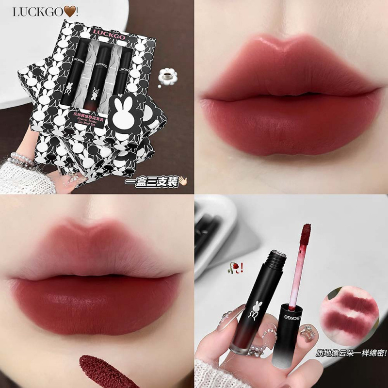 LUCKGO reversión de niebla lipstick set, lipstick brillante, niebla de terciopelo, brillo labial blanco, lipstick barato para estudiantes