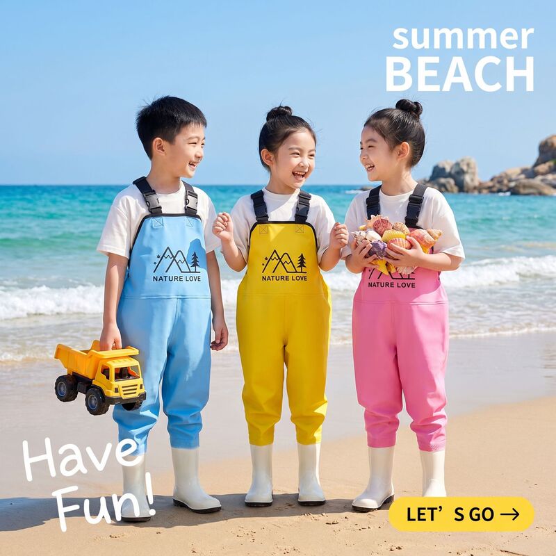 Children's Waders, One-Piece Pants for Playing in the Water, Rain Boots, Integrated Outdoor Water-Wading Clothing for Kindergarten Parent-Child Activities Children's Waders, One-Piece Pants for Playing in the Water, Rain Boots, Integrated Outdoor Water-Wading Clothing for Kindergarten Parent-Child Activities