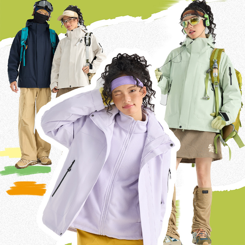 Jackets for Men and Women, Three-In-One Outdoor Windproof and Waterproof Mountaineering Jackets for Men, Hiking, Travel, Sports and Leisure Jackets for Women