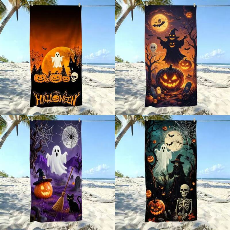Amazon's Best-Selling Halloween Beach Swimming Quick-Drying Beach Towel, Microfiber Printed Absorbent Sports Bath Towel