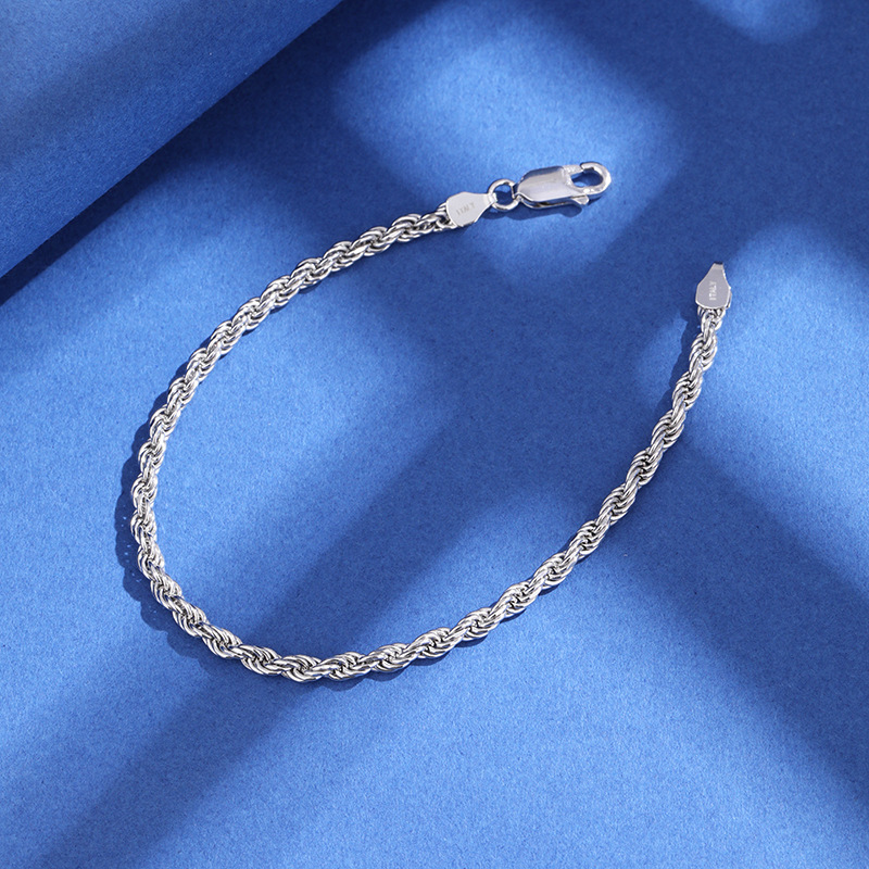 925 plata esterlina torcida pulsera mujer temu europea y americana hip hop pareja de alto nivel hombre cuerda torcida joyas transfronterizas