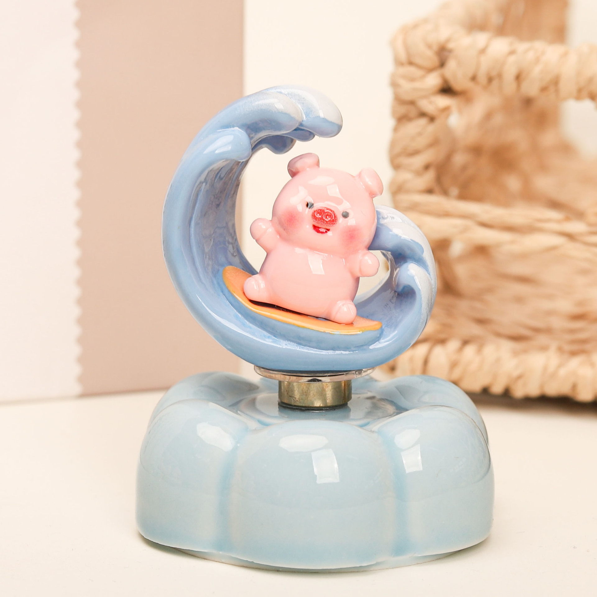 Jingdezhen Ceramic Base Water Park Pig DIY Ornament Stress-Relief Desktop Car Decoration