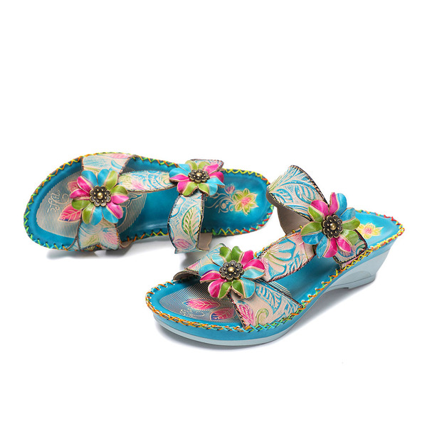 blue beach ethnic retro sandals