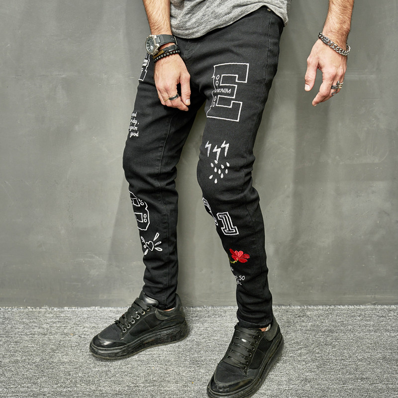 Slim Fit Jeans For Men In Black Stylish Stretch Denim Trousers_voghion.com