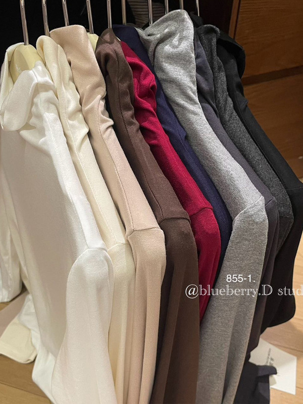 BlueberryD ハイネック長袖ボトリングシャツレディース秋冬Tシャツ、高級感のあるインナー、スリムフィットのカスタマイズ|undefined