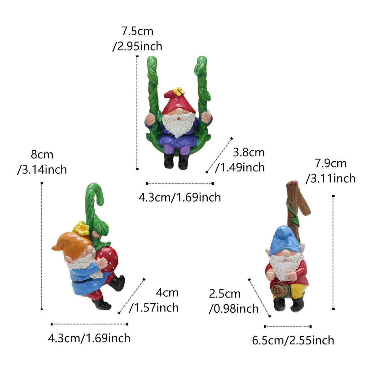  New Resin Swing Dwarf Pendant Creative Outdoor Garden Gnome Micro Landscape Decorations Hanging Potted Plant