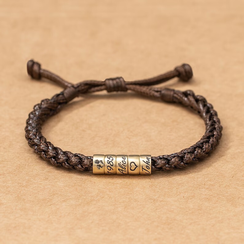 Amazon's New Adjustable Vintage Braided Bracelet for Men, Personalized Leather Wristband, Couple's Father's Day Christmas Gift Amazon's New Adjustable Vintage Braided Bracelet for Men, Personalized Leather Wristband, Couple's Father's Day Christmas Gift