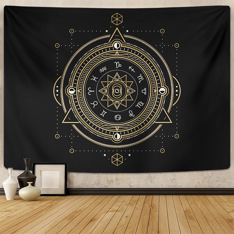 (2개) 국경 타로 식탁보 만다라 태피스트리 생명의 나무 나비 버섯 교수형 천 맞춤 기능 12 별자리 배경 천