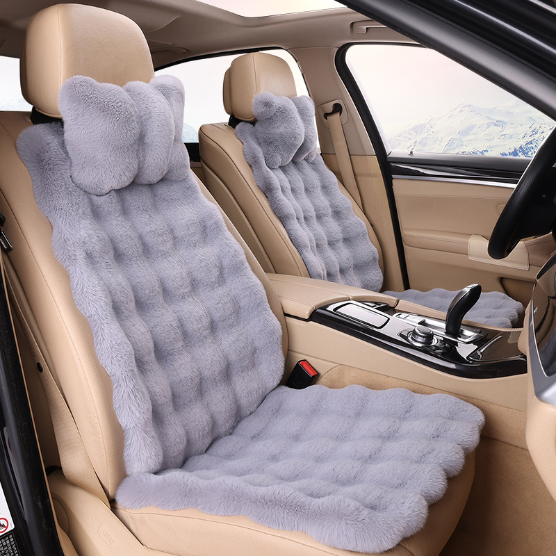 Car Seat — Qìchē Wool pad - light-gray-driver-passenger-seat-2-headrests